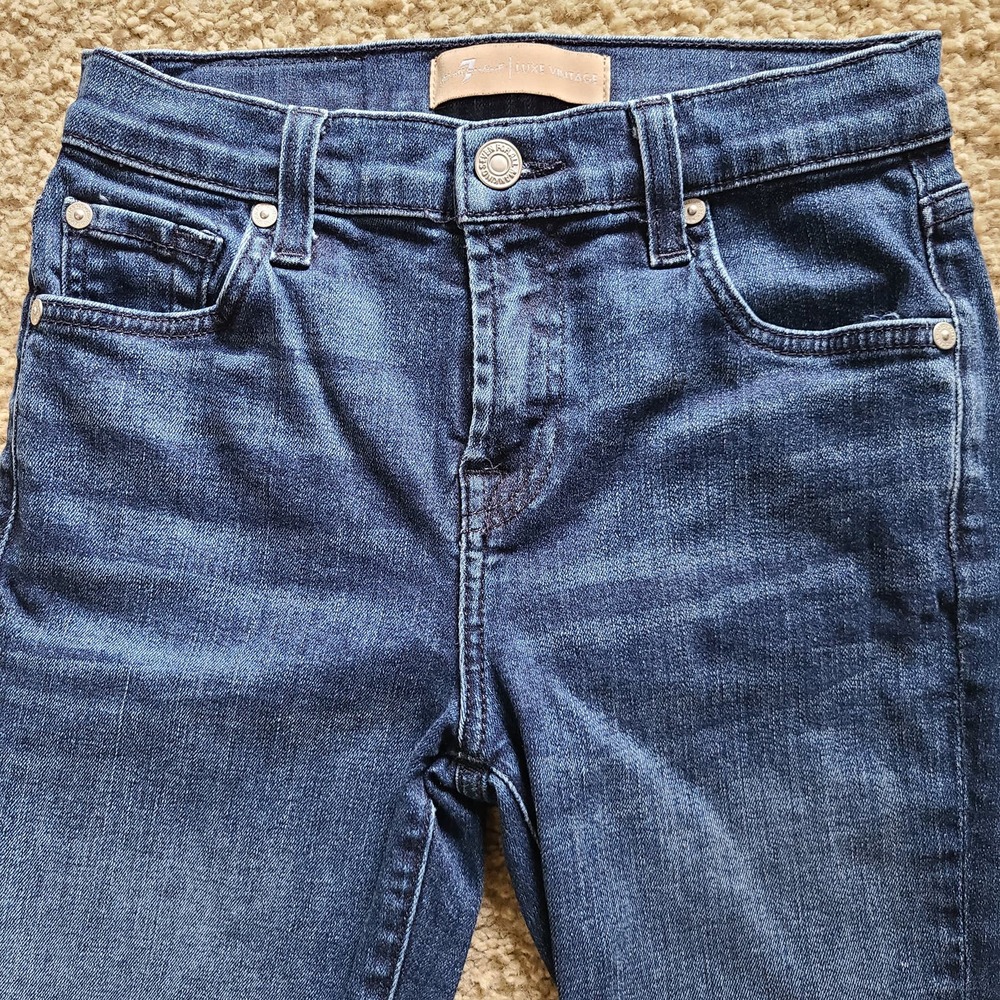 7 FOR ALL MANKIND Luxe Vintage The Ankle Skinny Raw Hem Jeans Indigo Women's 24‎ - Picture 4 of 14